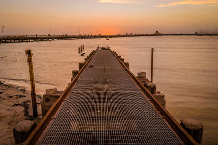 Pier at St Kilda in Melbourne at sunsetの写真素材