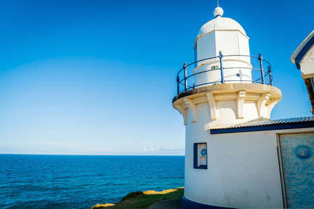 White lighthouse above the sea in Port Macquarie, New South Wales, Australiaのeditorial素材