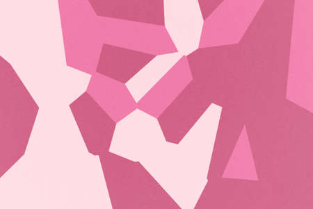 Cherry Red mosaic of abstract geometrical shapes with Vivid Burgundy, Cerise, Cherry Blossom Pink colors, watercolor paper textureの写真素材
