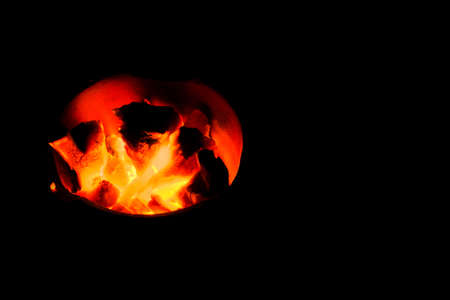 background of fireplace on darknessの写真素材