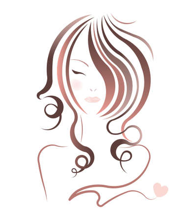 vector beautiful women hairstyles on white backgroundのイラスト素材