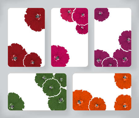 Set of hibiscus flowers and Brochures. Vector Design Templates Collection for Banners, Flyers, Card , Placards and Posters backgrounds.のイラスト素材