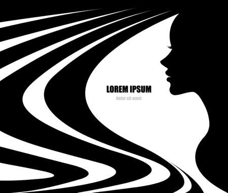 illustration of women silhouette icon, women faceのイラスト素材