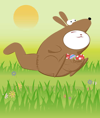 Creative ideas of Easter rabbit with a decorated Easter egg.のイラスト素材