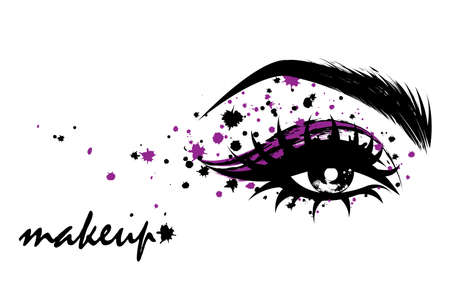 illustration vector of beautiful eye makeup and brow on white backgroundのイラスト素材