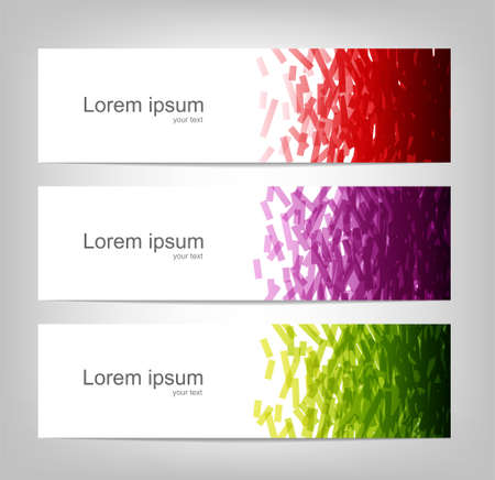 Three abstract banner colorful pattern vector on white backgroundのイラスト素材