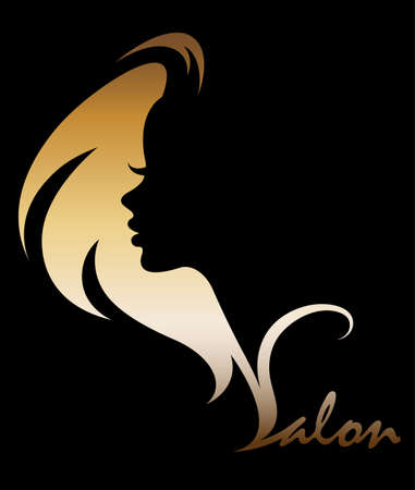 Illustration of women silhouette golden icon.のイラスト素材