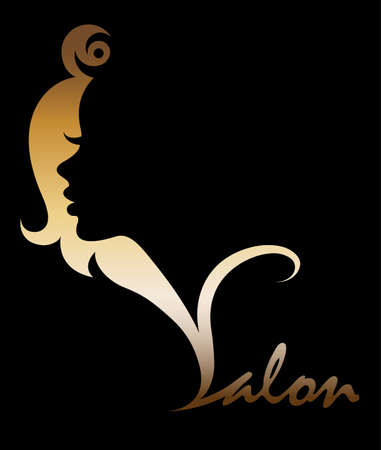 Illustration of women silhouette golden icon.のイラスト素材