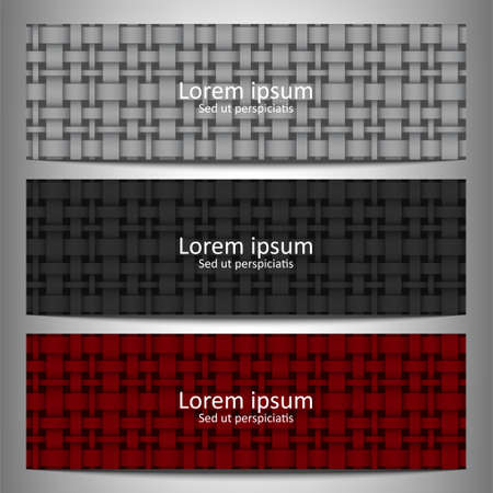Three abstract vector banner weaving pattern on background brochure template.のイラスト素材