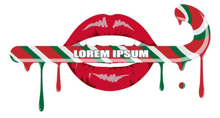 Illustration of beautiful women Christmas lips.のイラスト素材