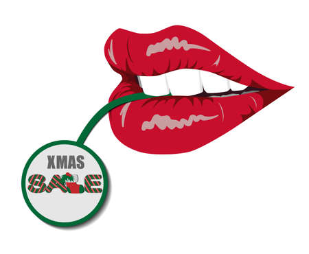 Illustration of beautiful women Christmas lips.のイラスト素材