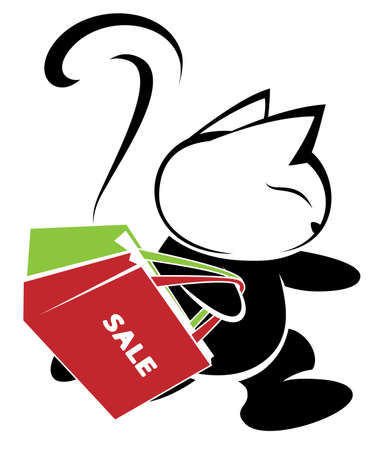 Illustrations of black cat action on white background.のイラスト素材