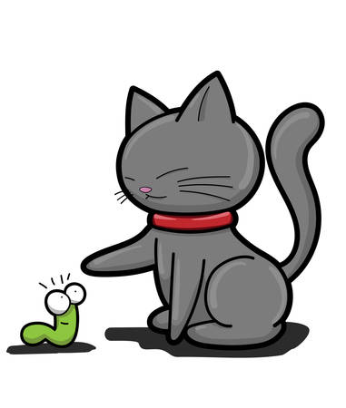 Illustrations of cat action logo on white background, Animals vector of isolated a cute cat iconのイラスト素材