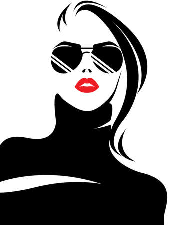 illustration vector of women silhouette icon, fashion style on white backgroundのイラスト素材