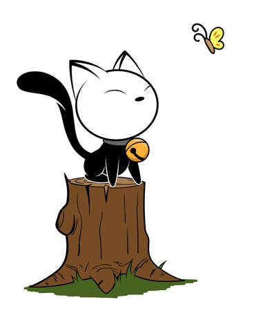 Illustrations of cat action logo on white background, Animals vector of isolated a cute cat iconのイラスト素材