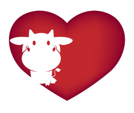 Illustrations of cow action on white background, Animals vector of isolated a cute cow iconのイラスト素材