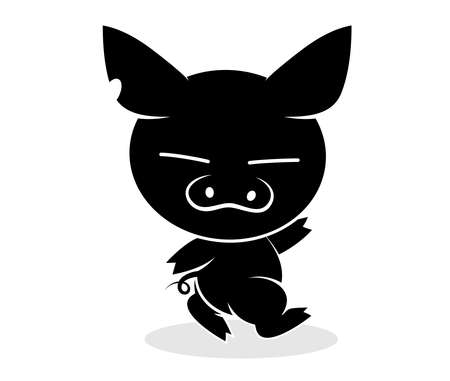 Illustrations of pig action logo on white background, Animals vector of isolated a cute pig iconのイラスト素材