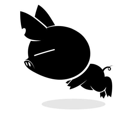 Illustrations of pig action logo on white background, Animals vector of isolated a cute pig iconのイラスト素材