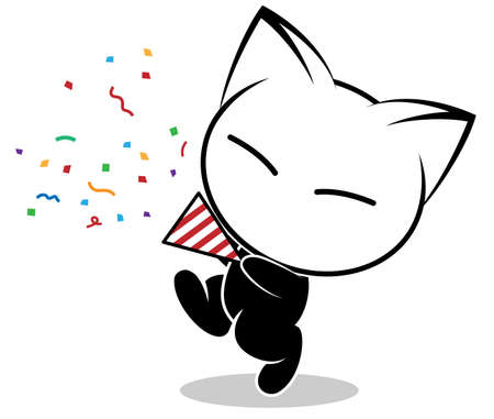 Cat action illustration on a white background. Animal action vector.のイラスト素材