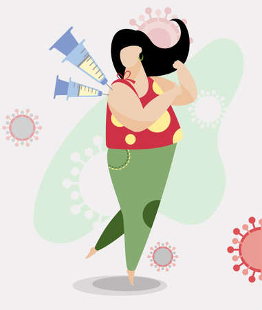 Vaccination of woman against virus vector illustrationのイラスト素材