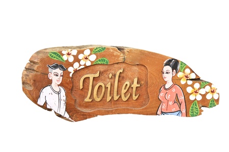 Man and Woman wooden  toilet sign の写真素材