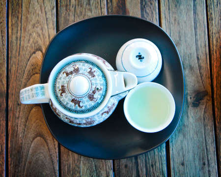 cup of tea  on wooden table.