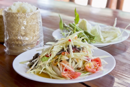 green papaya salad thai food.の写真素材