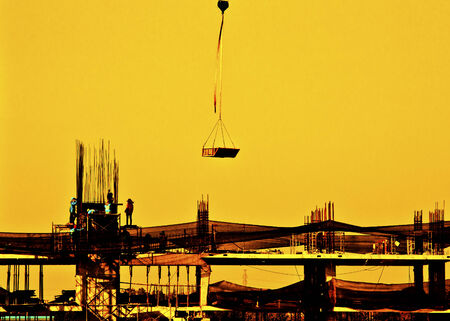 Construction worker working on a high construction site.