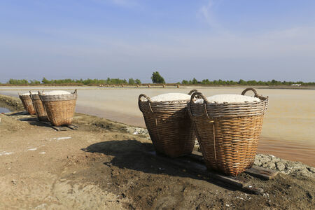 salt in the basket at rural area of Thailand.の写真素材