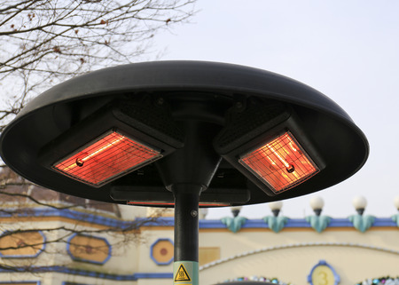 Electric heater pole with halogen coils , Korea.の写真素材