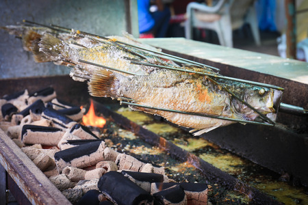 Fresh fishes on the BBQ.