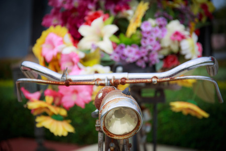 Old bicycle and flowers.の写真素材
