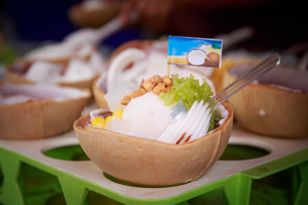 coconut Ice Cream with nuts.の写真素材