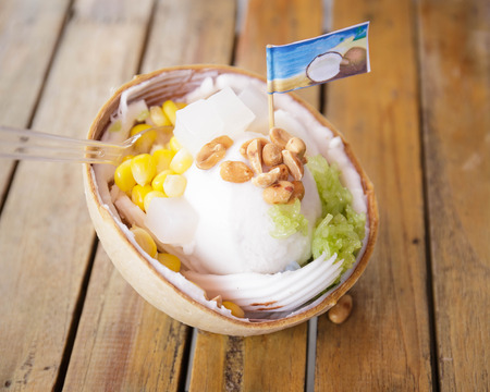 coconut Ice Cream with nuts.の写真素材