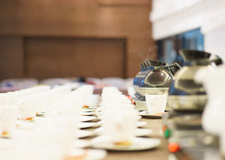 Cup of coffee on the table, break time.の写真素材