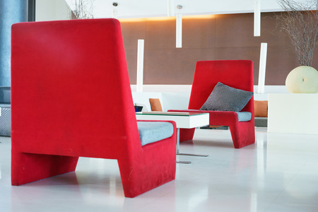 Lounge area of a hotel. Fragment of the modern lobby of the five stars hotel. Interior design.の写真素材