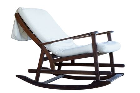 Wooden beach lounge chair on a white background.の写真素材