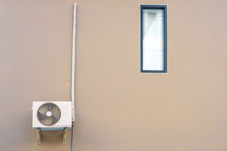 Air compressors unit is outside the office buildingの写真素材