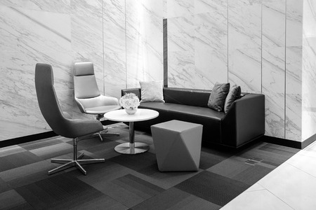 modern Office building interior, black and white.の写真素材