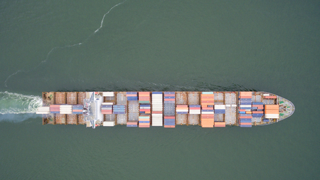 aerial view of a container ship