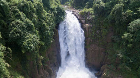 Landscape of Very high Waterfall from cliff in forest, Thailand.の写真素材