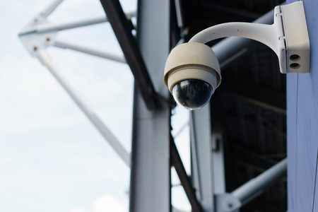 CCTV monitoring, security cameras at outdoor stadiumの写真素材