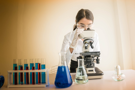 Female scientist working in a science laboratoryの写真素材