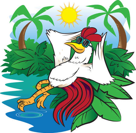 Rooster in Paradiseのイラスト素材