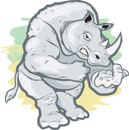 Angry Rhinoのイラスト素材