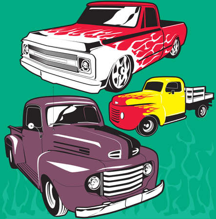 Hot Rod Trucksのイラスト素材