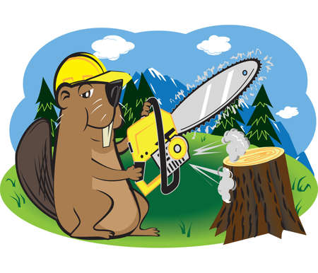 Beaver with Chainsawのイラスト素材