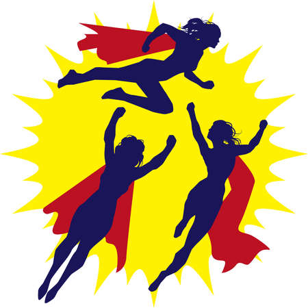 Super Heroine Silhouettesのイラスト素材