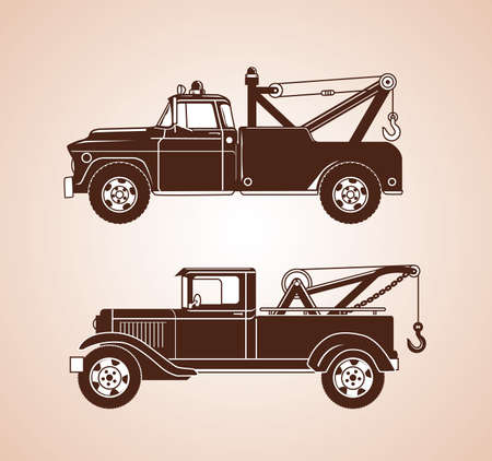 Vintage Tow Trucksのイラスト素材
