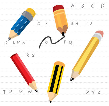 pencil in different stylesのイラスト素材